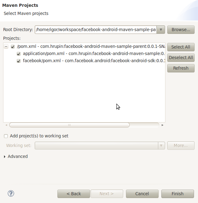 Screenshot-Import Maven projects in Eclipse